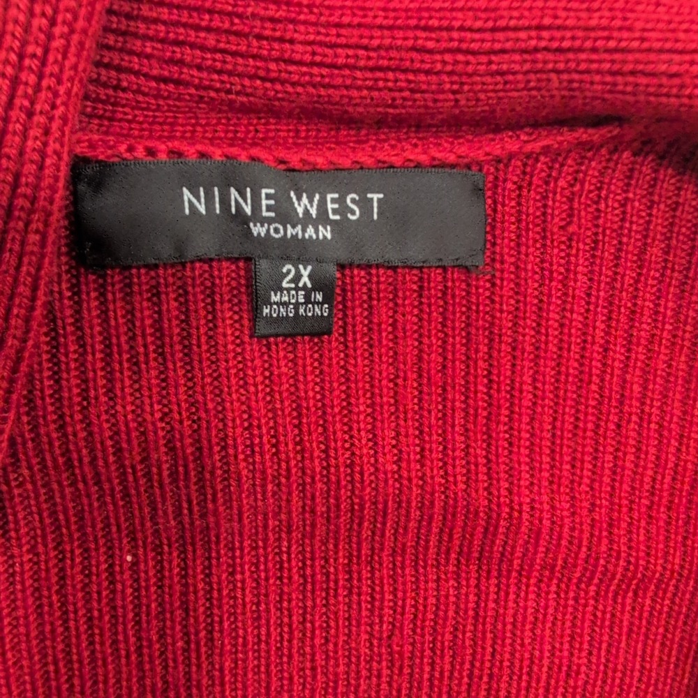 Nine West‎ Woman Red Button Front Shawl Collar Cardigan Sweater 2X - Picture 2 of 4